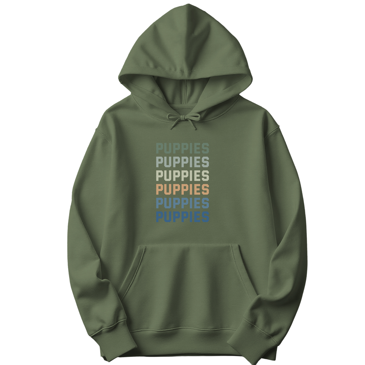Puppies Colorful Vertical Text Hoodie