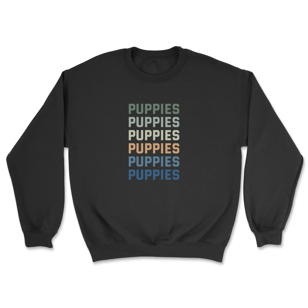 Puppies Colorful Vertical Text Sweatshirt