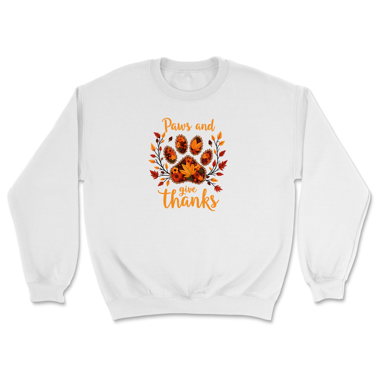 Dog Paw Floral Thanksgiving Day Sweatshirt
