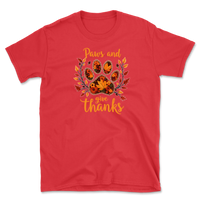 Dog Paw Floral Thanksgiving Day T-Shirt