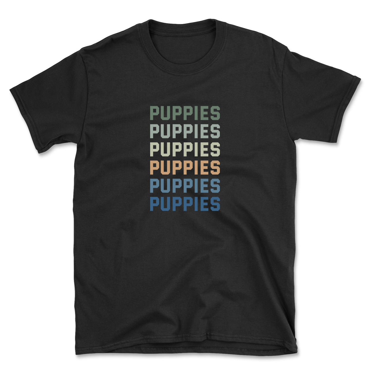 Puppies Colorful Vertical Text T-Shirt