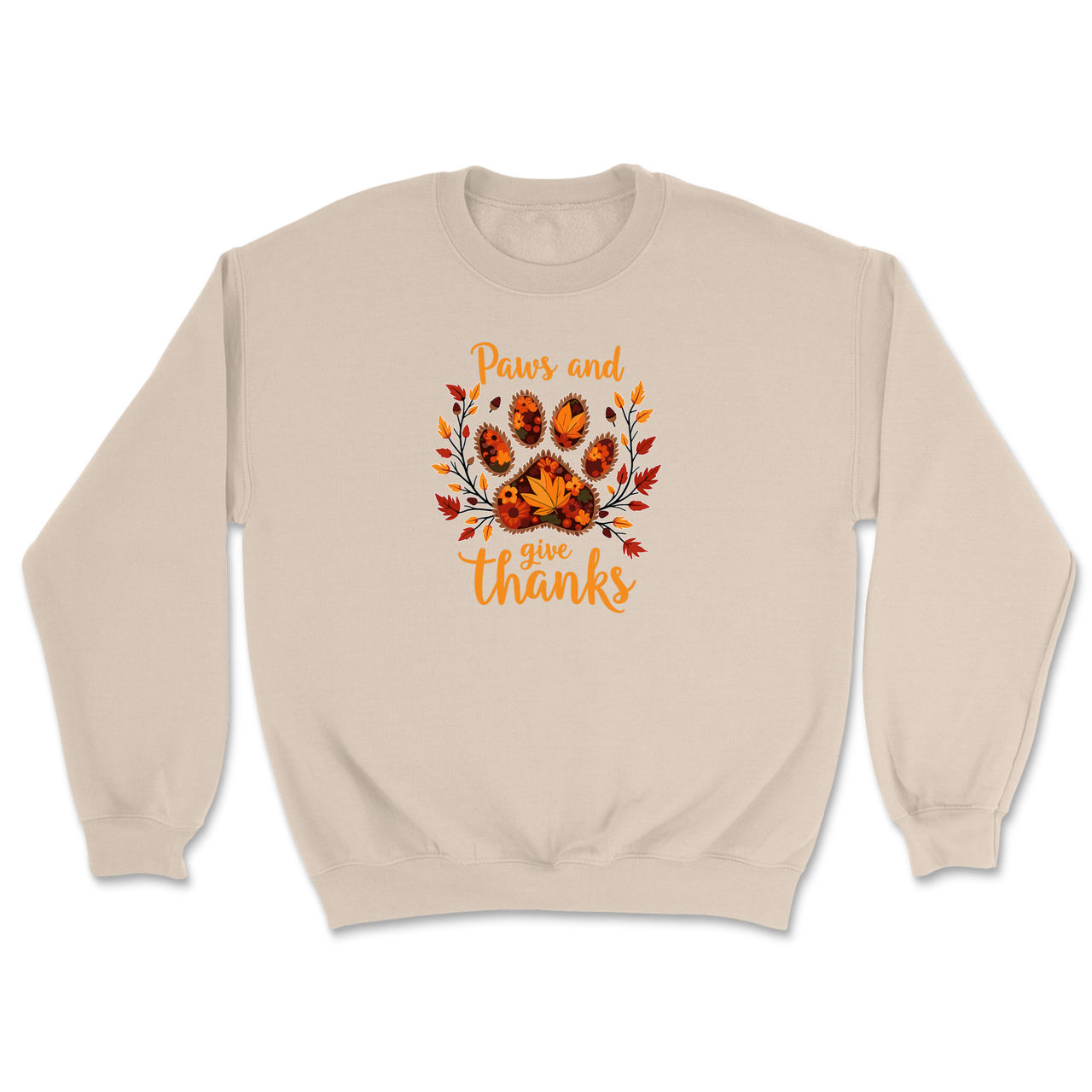 Dog Paw Floral Thanksgiving Day Sweatshirt