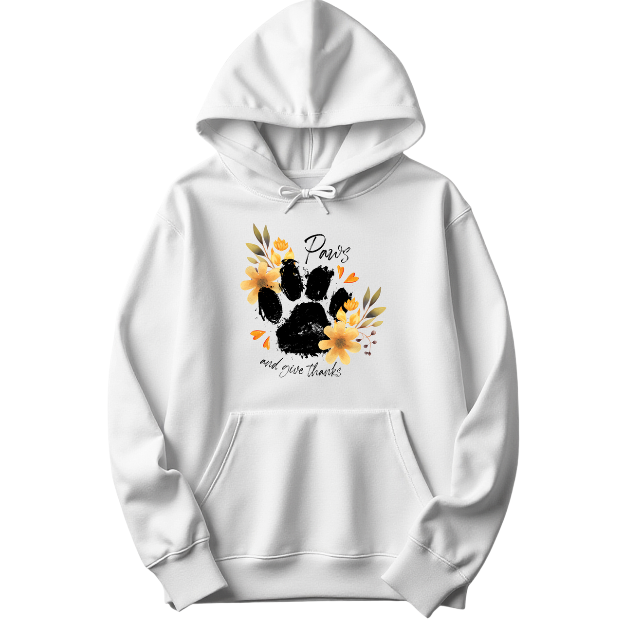 Paws and Give Thanks Floral Hoodie