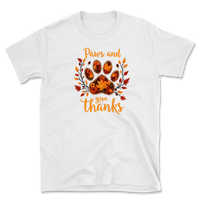 Dog Paw Floral Thanksgiving Day T-Shirt