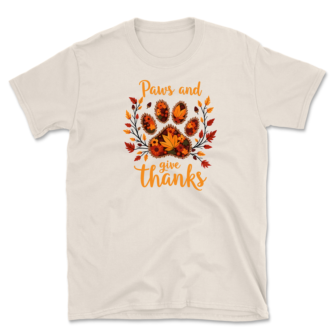 Dog Paw Floral Thanksgiving Day T-Shirt