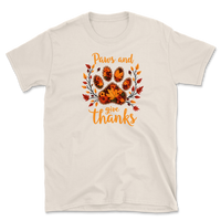 Dog Paw Floral Thanksgiving Day T-Shirt