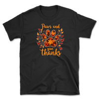 Dog Paw Floral Thanksgiving Day T-Shirt