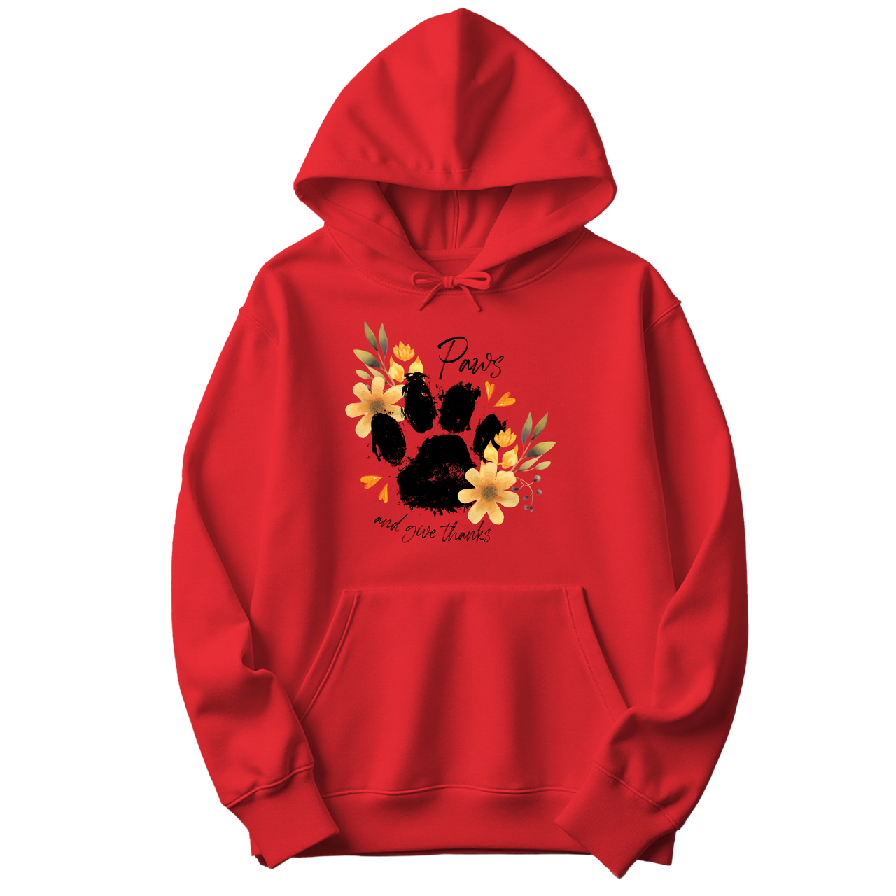 Paws and Give Thanks Floral Hoodie