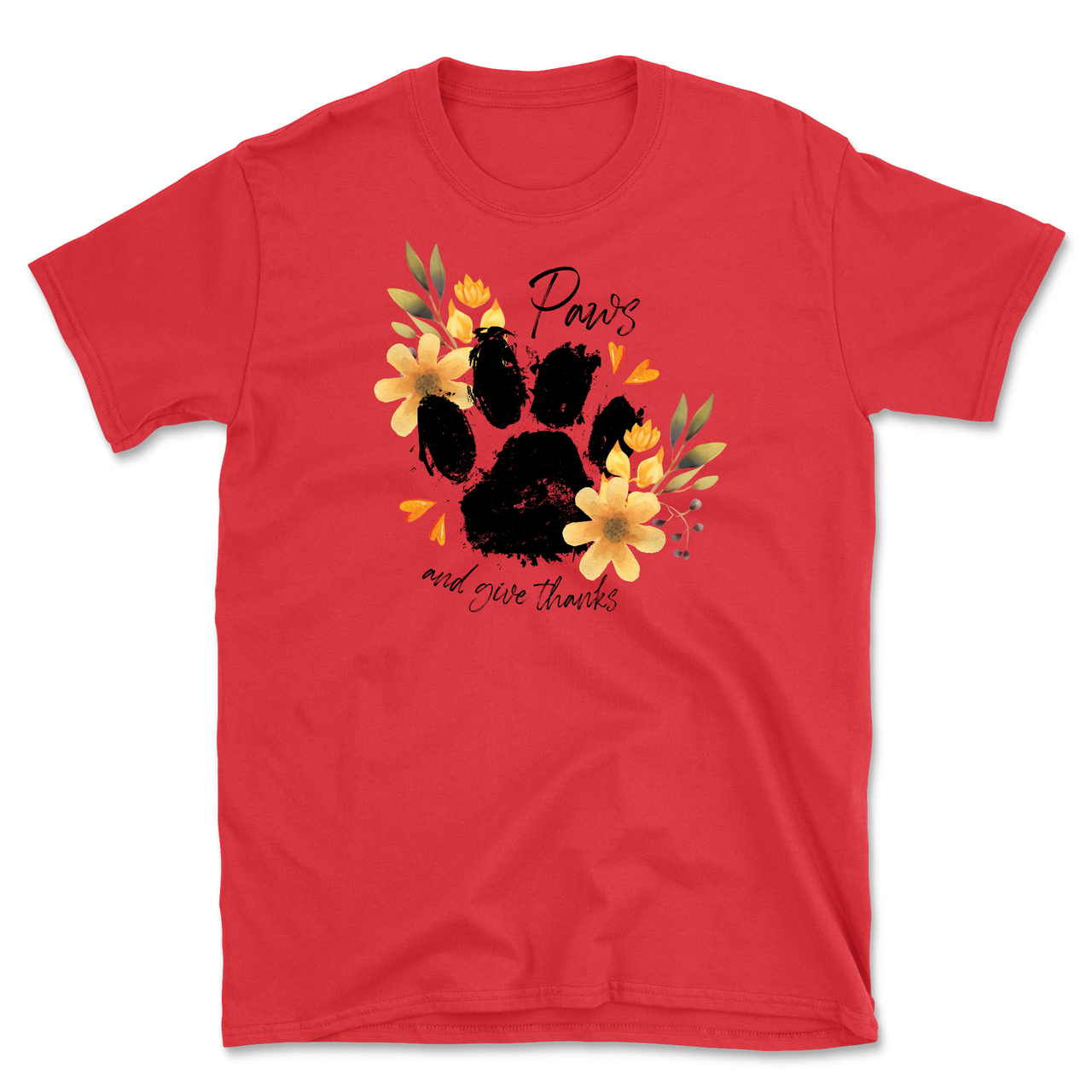 Paws and Give Thanks Floral T-Shirt