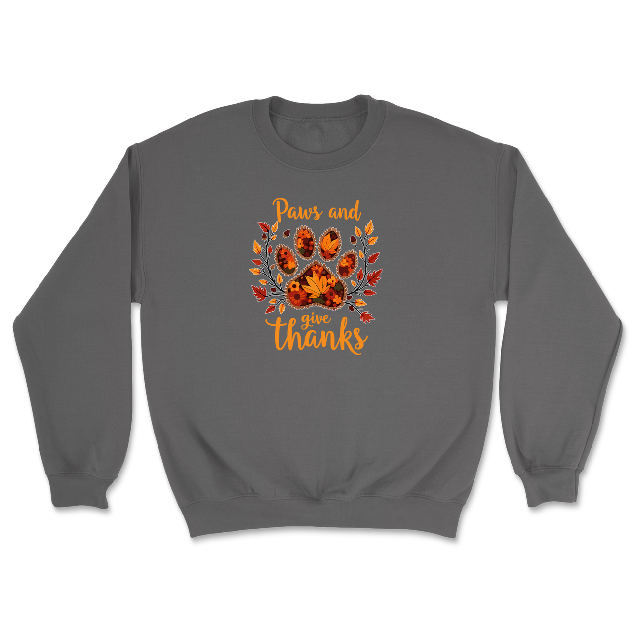 Dog Paw Floral Thanksgiving Day Sweatshirt