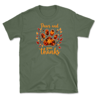 Dog Paw Floral Thanksgiving Day T-Shirt