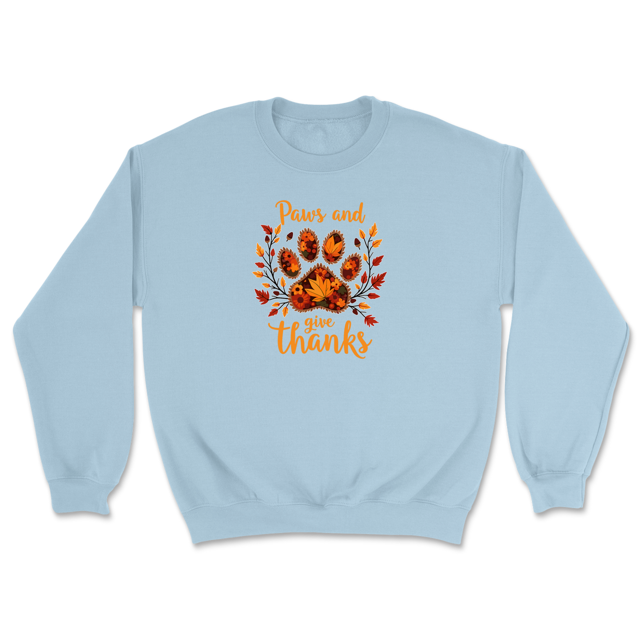 Dog Paw Floral Thanksgiving Day Sweatshirt