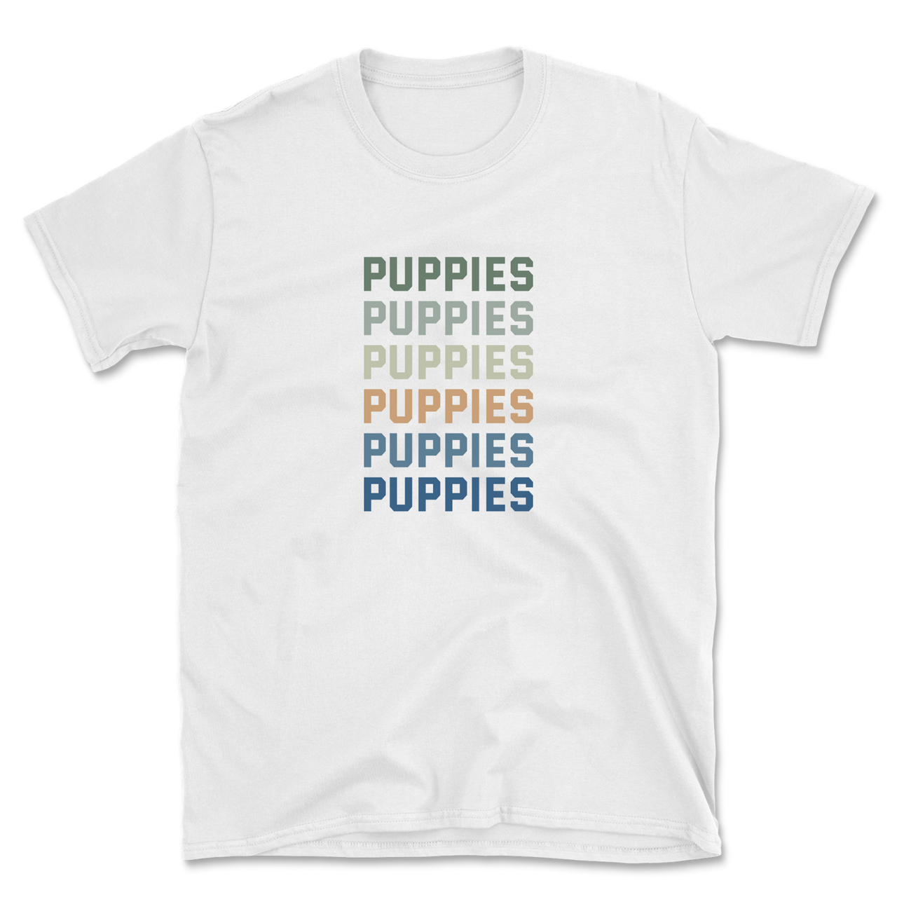 Puppies Colorful Vertical Text T-Shirt