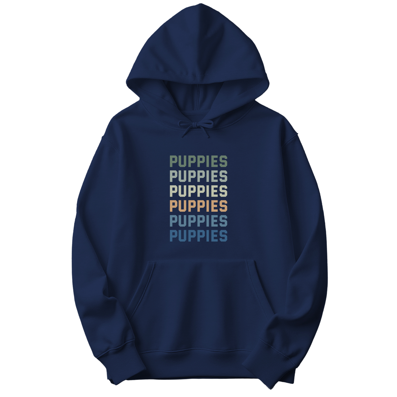 Puppies Colorful Vertical Text Hoodie