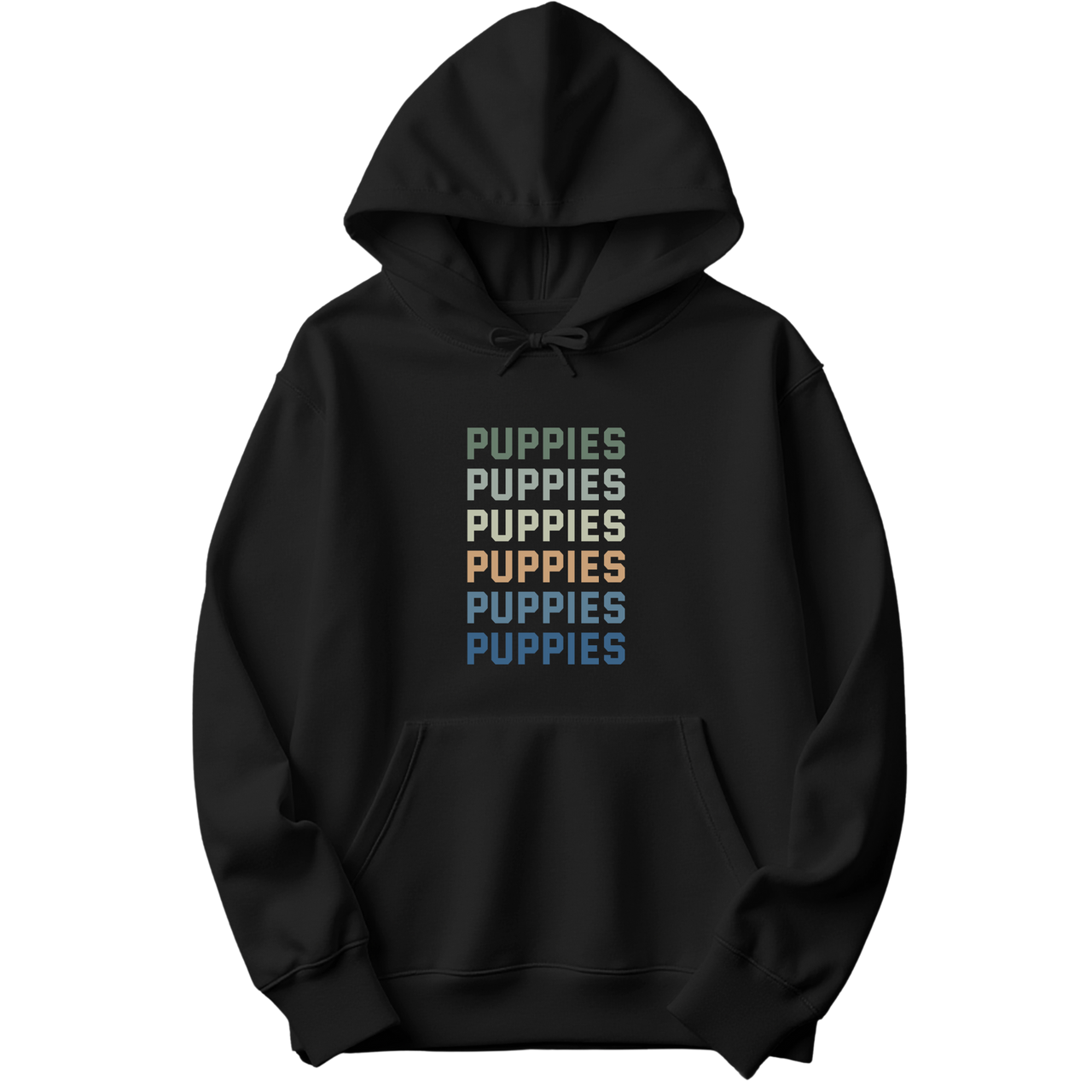 Puppies Colorful Vertical Text Hoodie