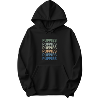 Puppies Colorful Vertical Text Hoodie