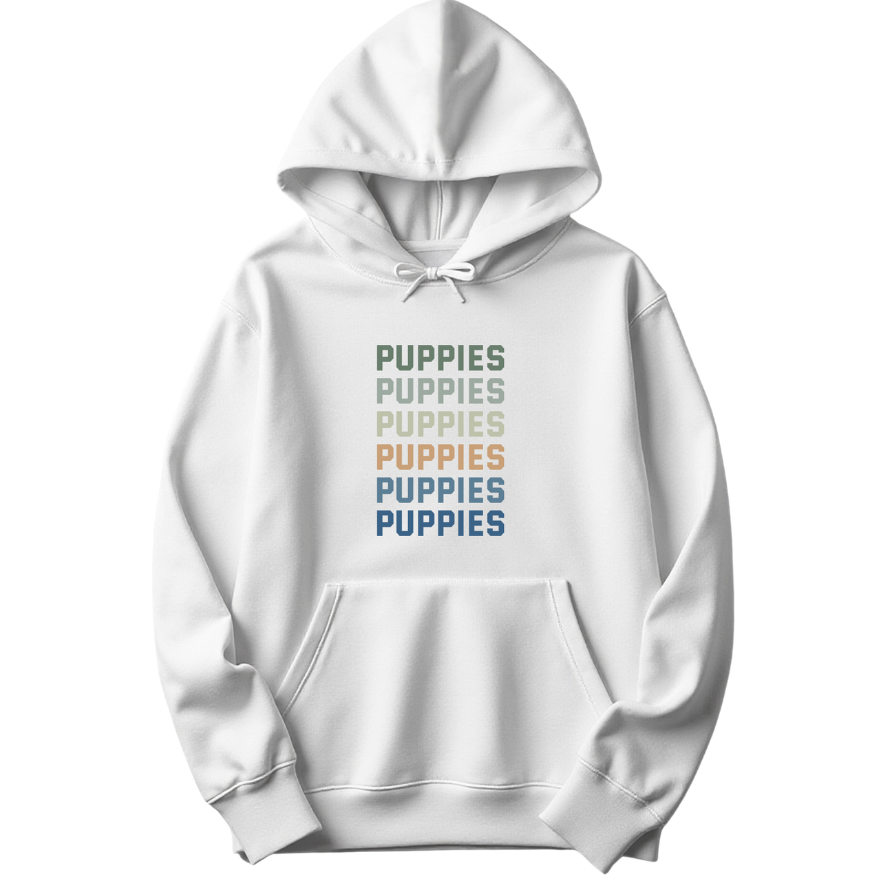 Puppies Colorful Vertical Text Hoodie