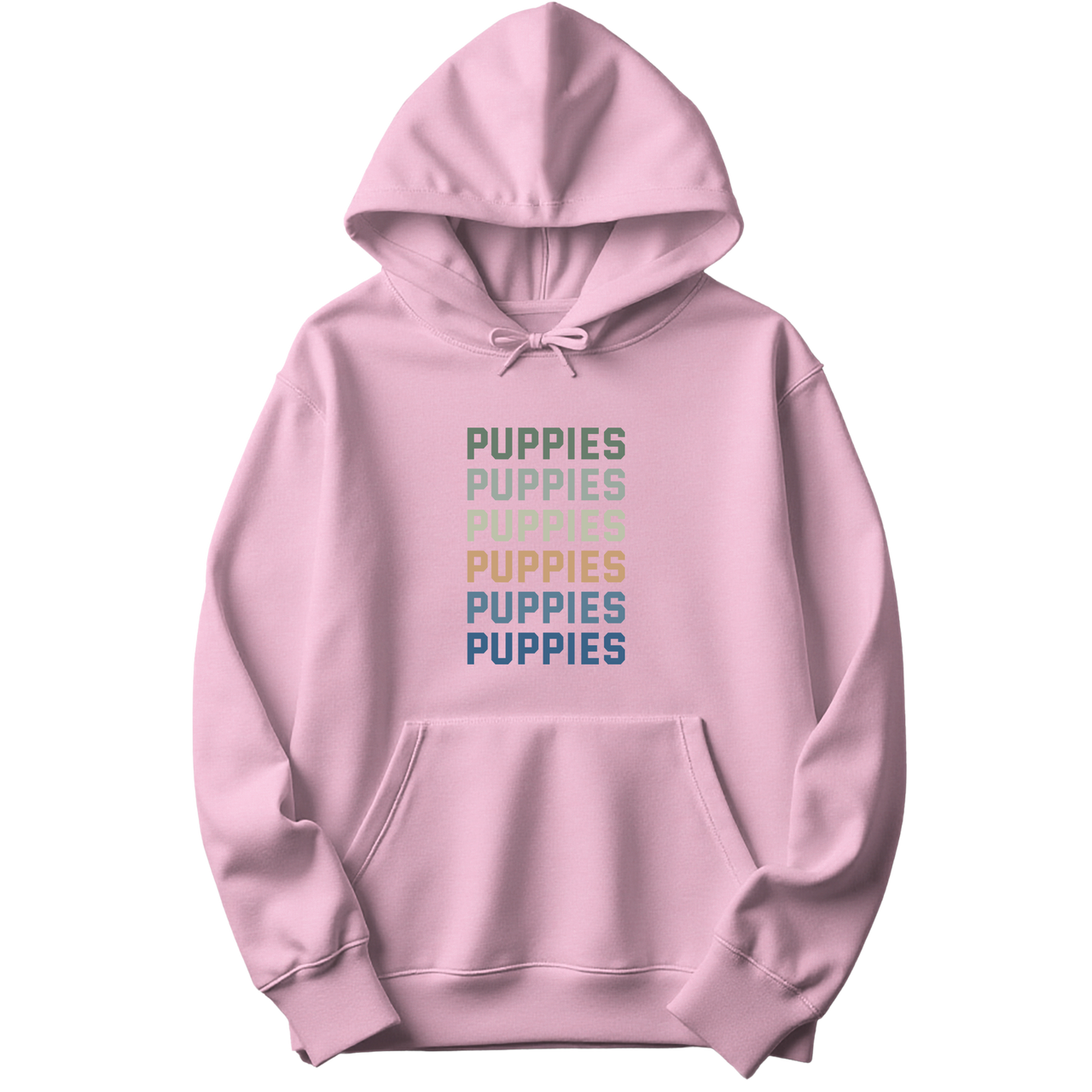 Puppies Colorful Vertical Text Hoodie