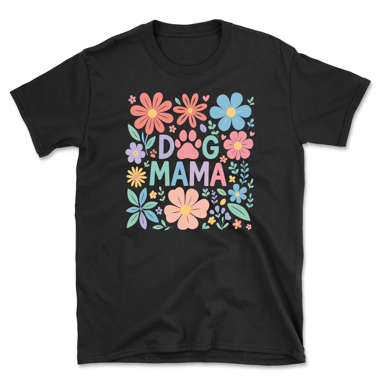 Dog Mama Floral Design T-Shirt