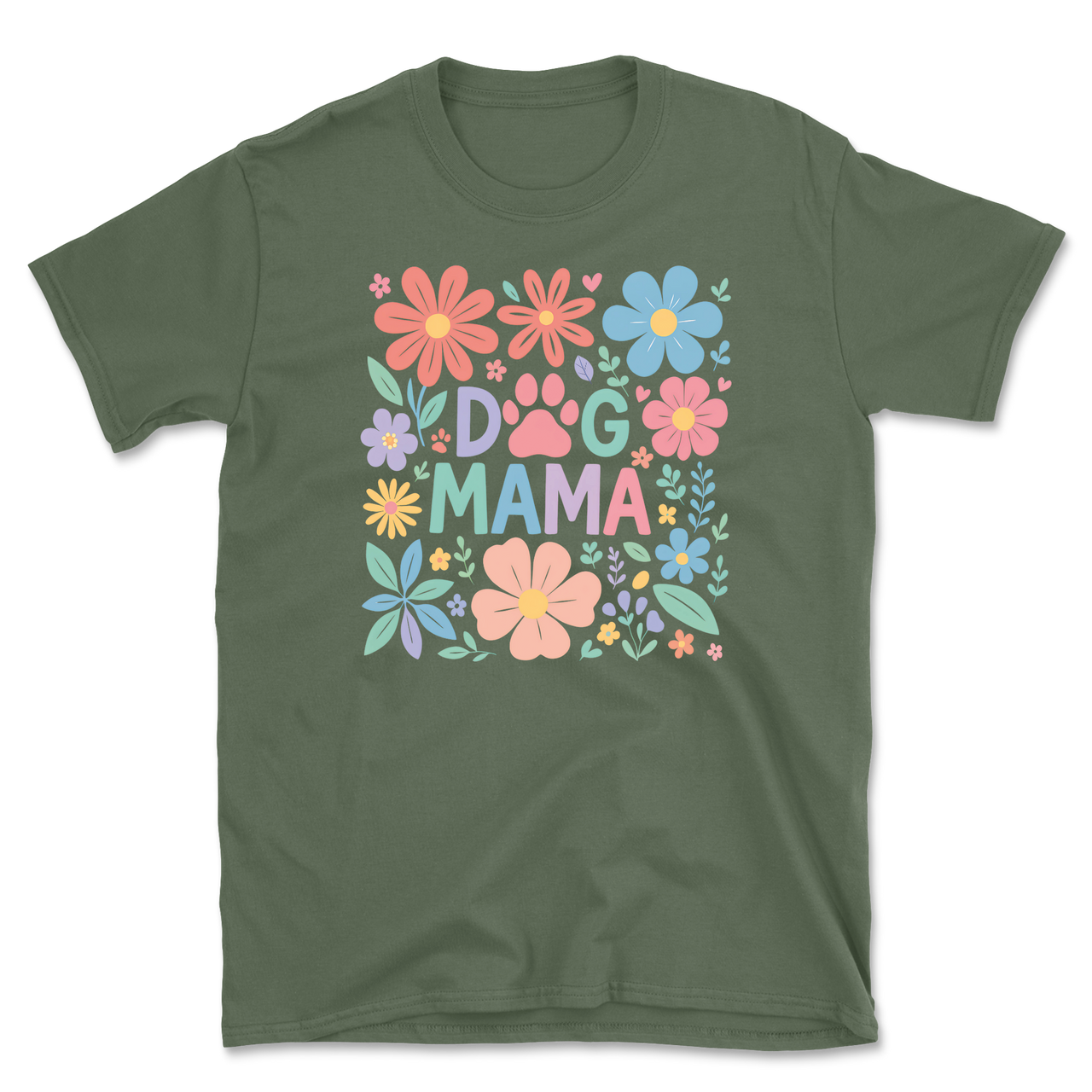 Dog Mama Floral Design T-Shirt