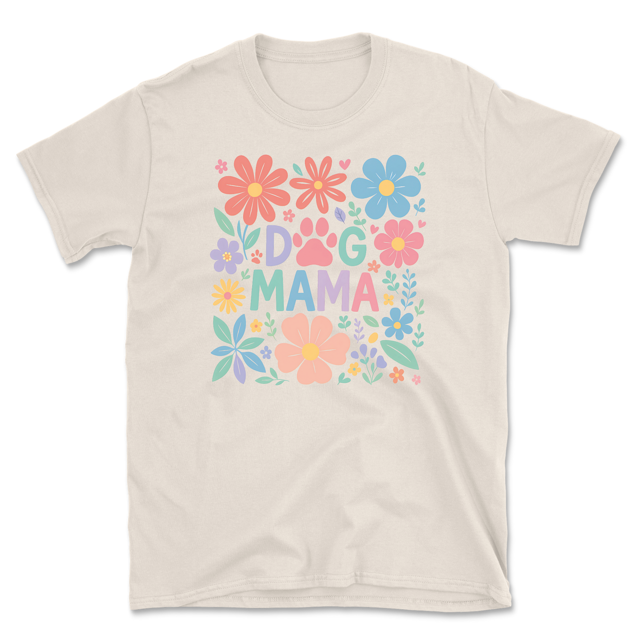 Dog Mama Floral Design T-Shirt