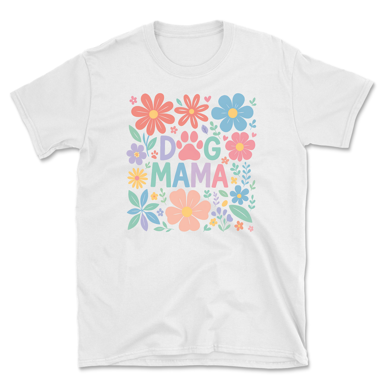 Dog Mama Floral Design T-Shirt